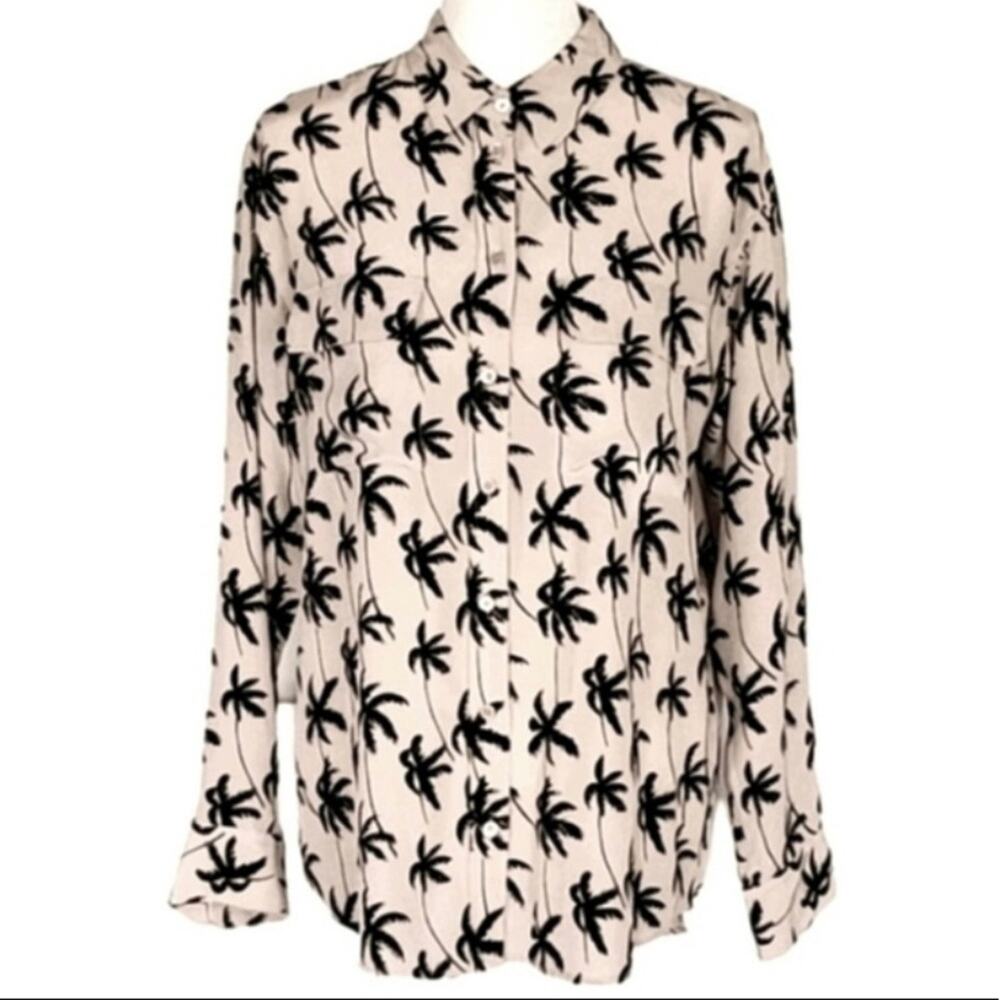 Equipment femme silk button down palm trees mauve size small